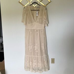 Baltic Born Cream Lace Midi Dress